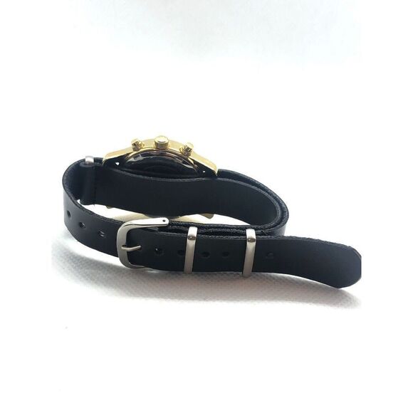 Michael Kors MK5384 Unisex Black Leather Analog Gold Dial Genuine Watch BP38 - Picture 8 of 8